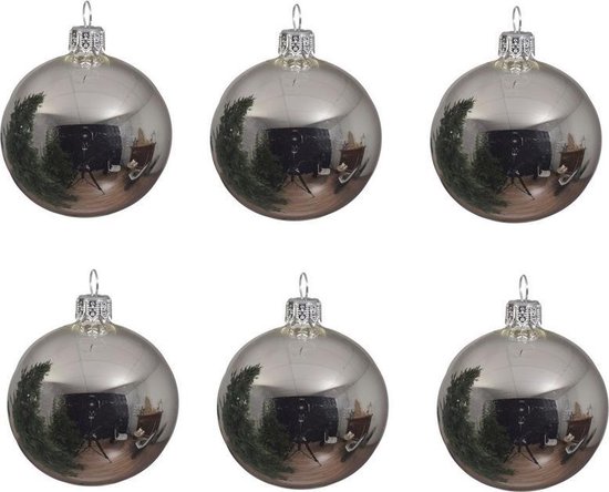 onderbreken woordenboek Uitstralen 6x Zilveren glazen kerstballen 8 cm - Glans/glanzende - Kerstboomversiering  zilver | bol.com