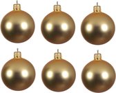 6x Gouden glazen kerstballen 6 cm - Mat/matte - Kerstboomversiering goud