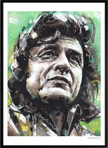 Johnny Cash schilderij (reproductie) 51x71mm