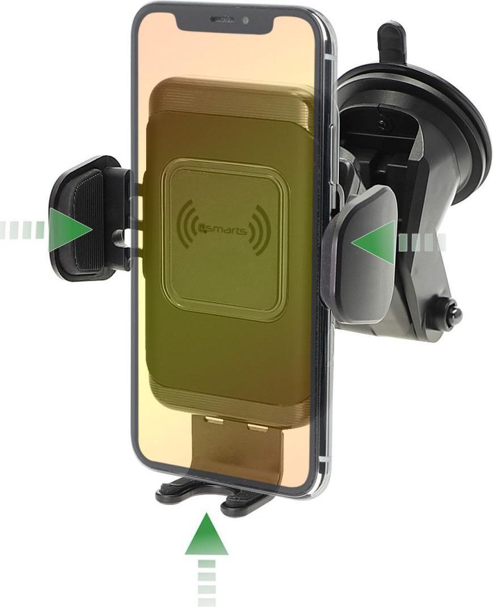 4Smarts VoltBeam Touch Authouder Telefoon met Draadloos Opladen Zwart