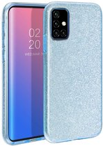Samsung Galaxy A51 Hoesje - Siliconen Glitter Back Cover - Blauw
