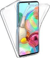 Hoesje geschikt voor Samsung Galaxy A71 - 360 Graden Case 2 in 1 Hoes Transparant + Ingebouwde Siliconen TPU Cover Screenprotector