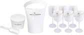 Moët & Chandon Ice Imperial Ice Bucket inclusief 6 Glazen en Small bucket met Ice scoop - Luxe Wijnkoeler / IJsemmer en Champagneglas 6x