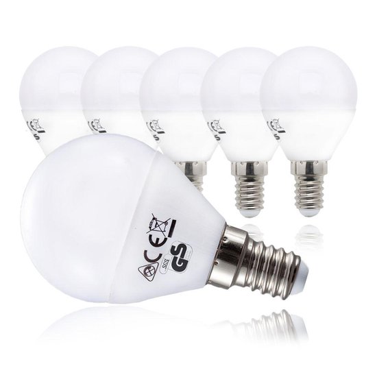 B.K.Licht LED spaarlamp - E14 5-delige set - 5W - 470LM - vervangt 40W gloeilamp - warm wit licht - stralingshoek 180° - kogelvorm