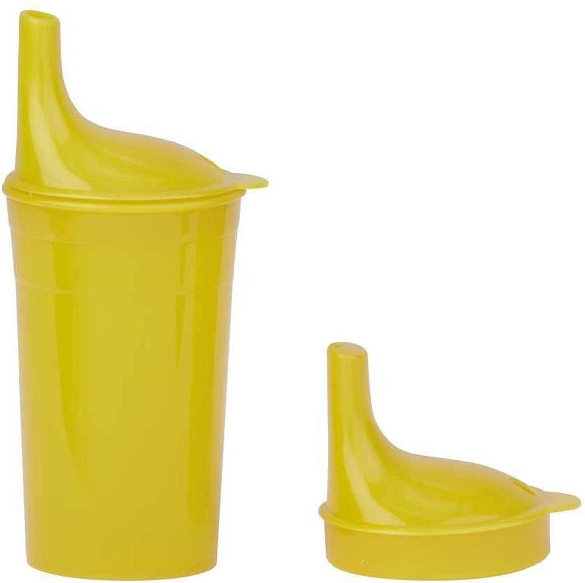 Beker Adhome met 2 lange rechte tuitjes- 250 ml geel - tuitjes met kleine/grote opening