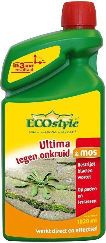 ECOstyle Onkruid & Mos Concentraat Biologisch Afbreekbare Onkruidverdelger -  Paden en Terrassen - Bestrijdt Blad en Wortels - 1020 ML