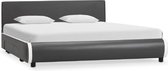 Bedframe Antraciet 160x200 cm Kunstleer (Incl LW Led klok) - Bed frame met lattenbodem - Tweepersoonsbed Eenpersoonsbed