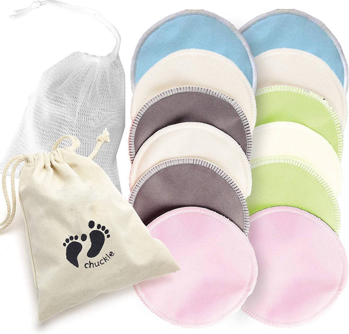 Salviette Allattamento In Cotone Di Bambù - Set 12 Lavabili Con Borse Per Viaggio - Foto 11