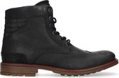 Sacha - Heren - Zwarte leren veterboots - Maat 45