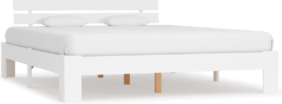 Oranje Wiegen Gezichtsveld Bedframe Wit 160x200 cm Hout (Incl LW Led klok) - Bed frame met lattenbodem  -... | bol.com