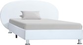 Bedframe Wit 90x200 cm Kunstleer (Incl LW Led klok) - Bed frame met lattenbodem - Tweepersoonsbed Eenpersoonsbed