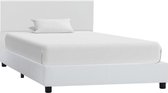 Bedframe Wit 90x200 cm Kunstleer (Incl LW Led klok) - Bed frame met lattenbodem - Tweepersoonsbed Eenpersoonsbed