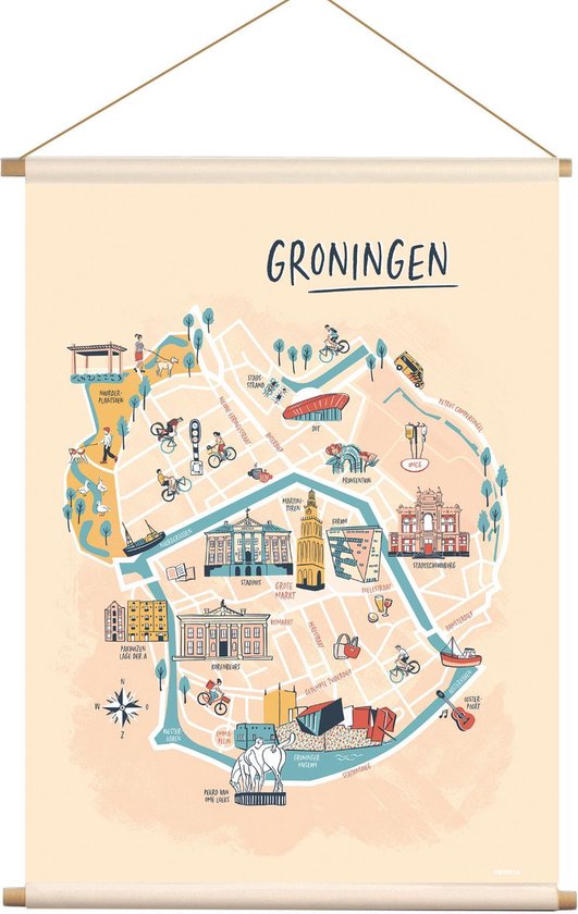 Poster Groningen plattegrond stad