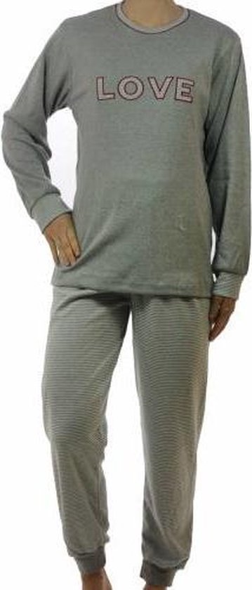 Lunatex dames pyjama dikke tricot Love 4124 - XL - Grijs | bol.com