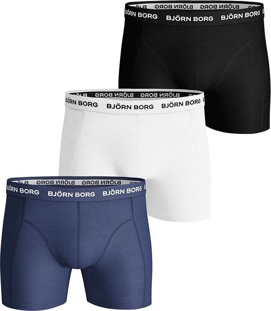 Bjorn Borg Heren Boxershorts - 3-pack - Blauw/Wit/Zwart - Maat XXL