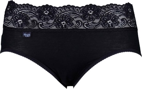 sloggi Romance Dames Midi slip met kant - Zwart - Maat 40