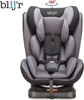 Blij'r Daan - Kinder autostoel - 360 graden draaibaar, Isofix of autogordel - Alle gewichtsklasse (0 t/m 36kg) - Grijs/Zwart
