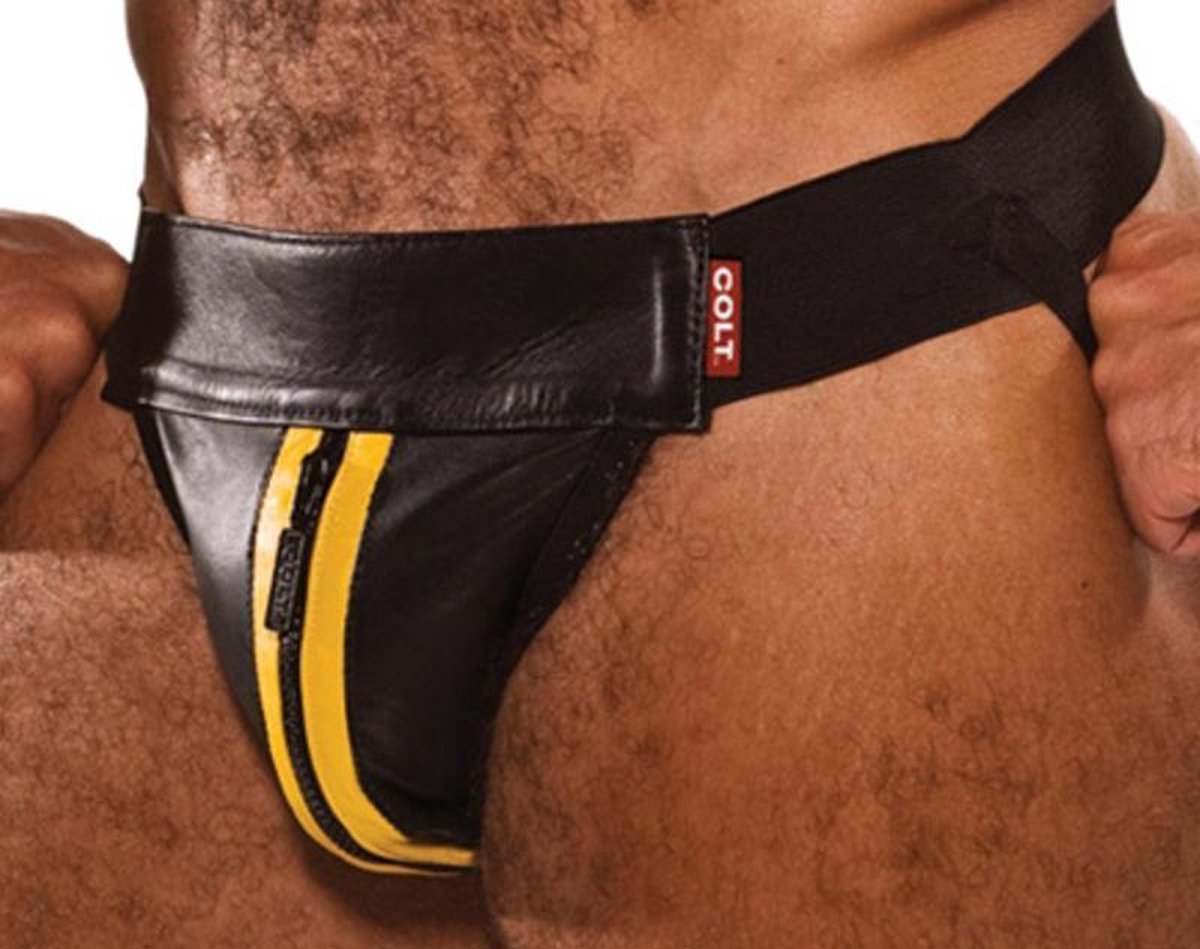 Goedkoopste Colt leather jock black-yellow small