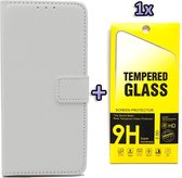 Samsung Galaxy A51 Hoesje - Portemonnee Book Case & Tempered Glass - Wit