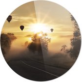 Luchtballonen in de mist  | Wanddecoratie | 90CM x 90CM | Schilderij | Foto op plexiglas | natuur | Landschappen