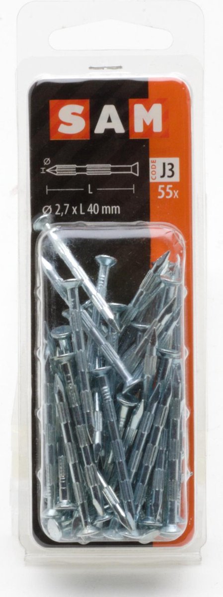 Sam geribbelde uiteinden met platte kop 2,7x L40 mm 55 stuks