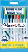 Paper Mate 045-balpennen | Medium punt (1,0 mm) | Blauwe, Zwarte, Groene en Rode inkt | 8 stuks