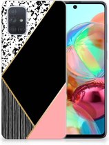 TPU Hoesje Geschikt voor Samsung Galaxy A71 Zwart Roze Vormen
