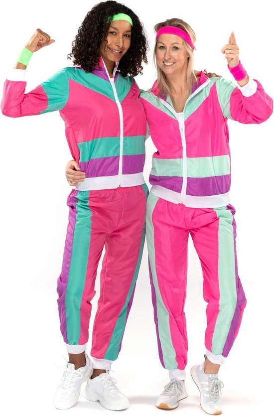 Jaren 80 & 90 Kostuum 80s Roze Fout Trainingspak New Kids Jaren 80 Shirley Vrouw