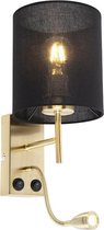 QAZQA stacca - Art Deco LED Wandlamp voor binnen - 1 lichts - D 200 mm - Zwart Goud - Woonkamer | Slaapkamer