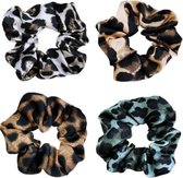 Scrunhies - 4 Stuks - Set van 4 - Panter print - Scrunchie - Set - Scrunchie set