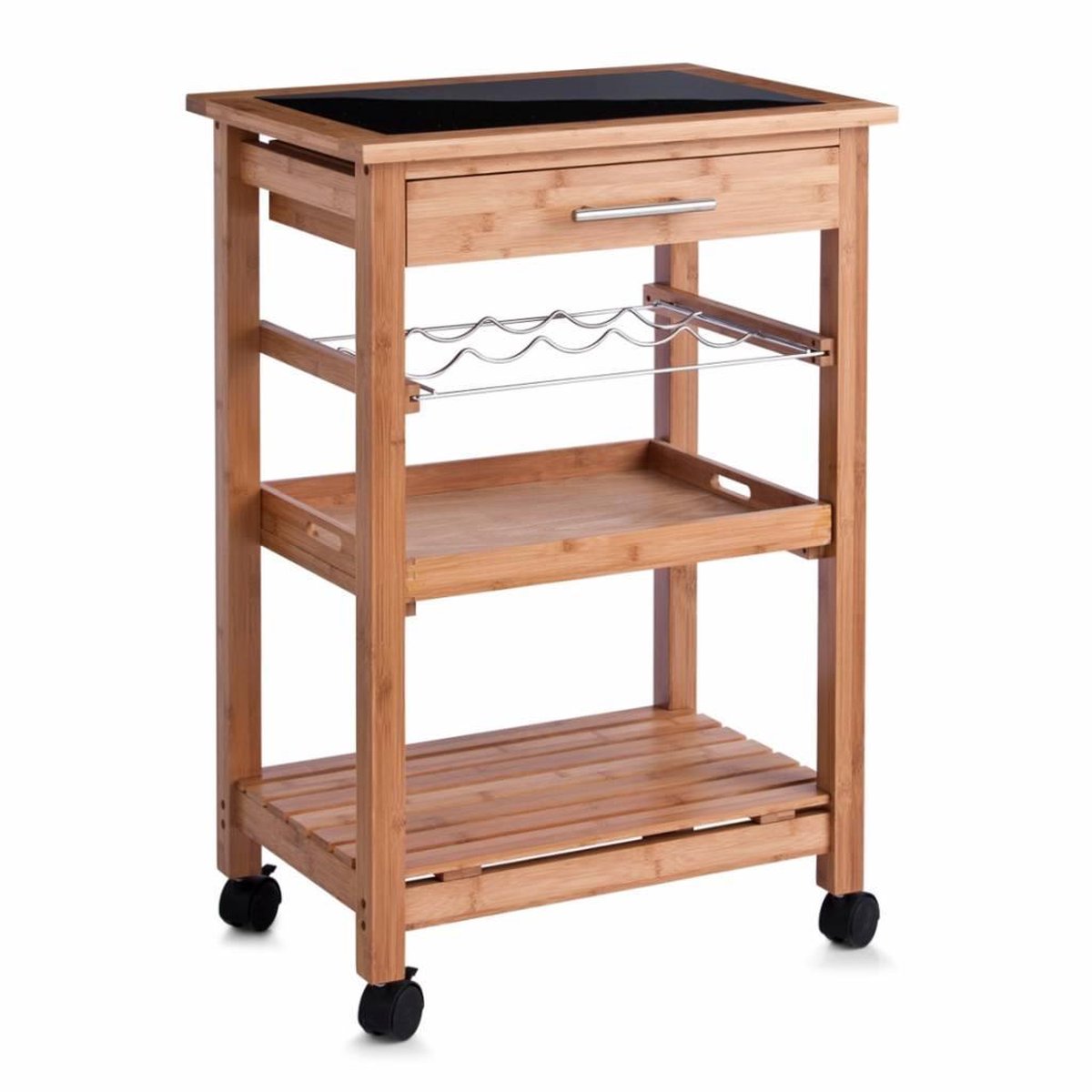 Zeller - Kitchen Trolley, bamboo/glass top