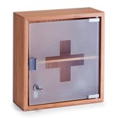 Medicijnkastje bamboe met glazen deur