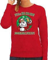Foute Kersttrui / sweater -  bier drinkende Santa - niks HO HO HO doordrinken - rood voor dames - kerstkleding / kerst outfit L (40)