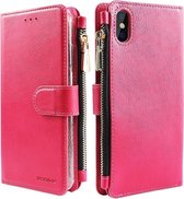 Xssive Wallet Book Case met Ritsvak voor Apple iPhone X - iPhone XS - Pink