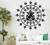 3D Sticker Decoratie 56x56cm Pinturas Murais Yoga Wall Decal Bedroom Yoga Mandala Menhdi Flower Pattern Ornament Om Indian Living Room Wall Sticker - Plum