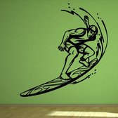 3D Sticker Decoratie Goedkoopste Aangepaste Kleuren Surfer Riding Wave Sport Muurschildering Woonkamer Art Surfen Vinyl Muurtattoo sticker