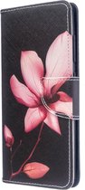 Zwart bloem agenda wallet book case hoesje Samsung Galaxy A51