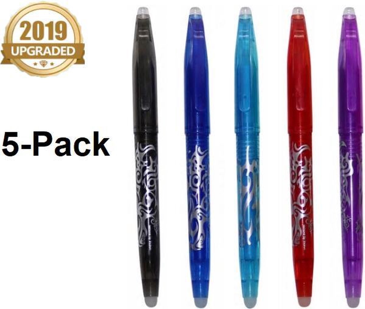 5x Uitgumbare Pen – Balpen – Uitwisbare Pen - 0,5 mm Fine – Erasable Pen – Verschillende Kleuren