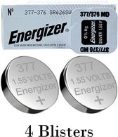 4 stuks (4 blisters a 1 stuk) Energizer 376/377 MD 1.55V knoopcel batterij