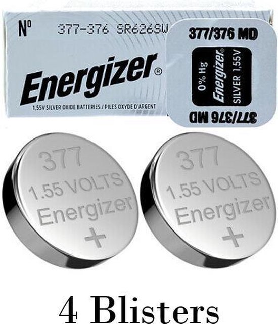 4 stuks (4 blisters a 1 stuk) Energizer 376/377 MD 1.55V knoopcel batterij  | bol.com