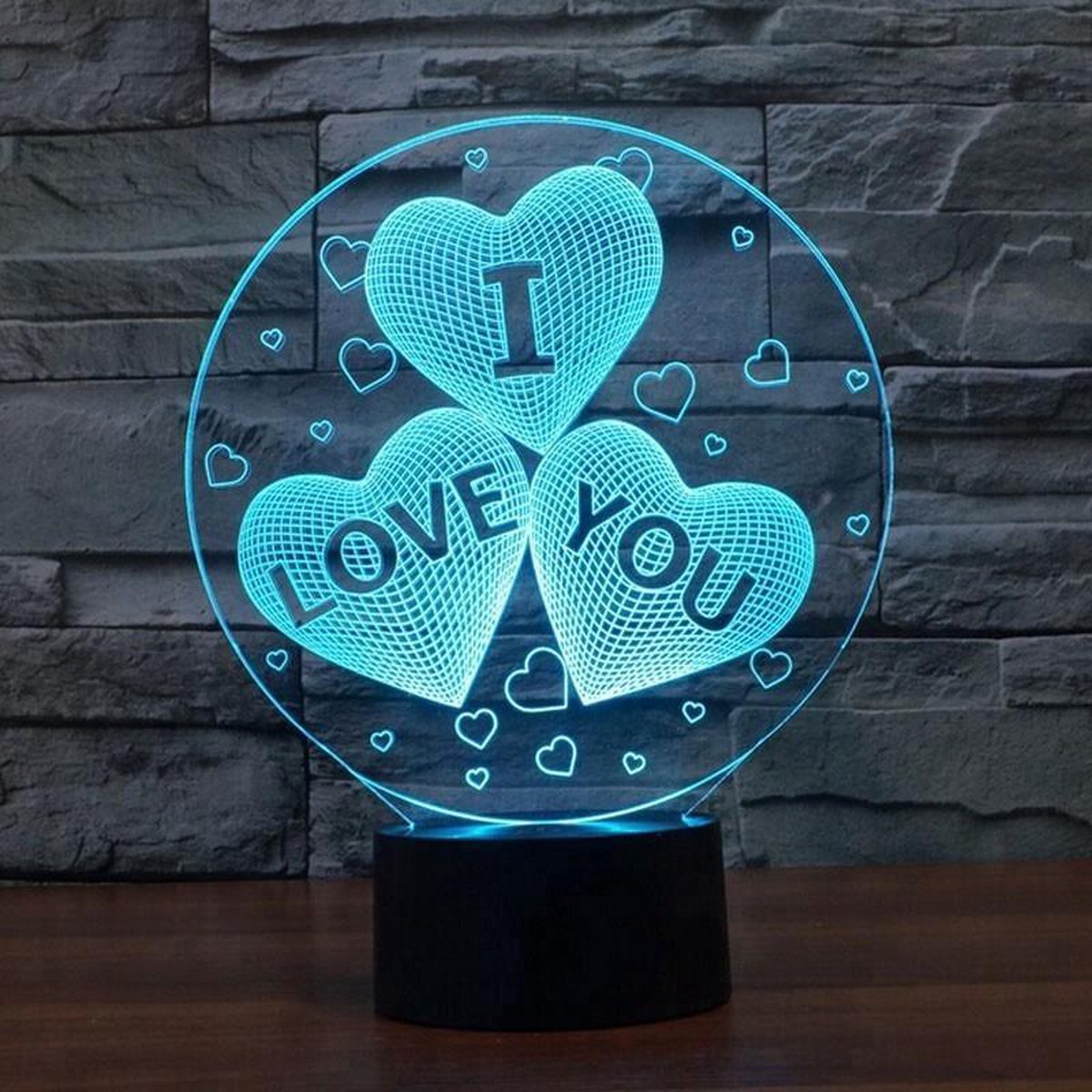 3D Nachtlamp Led lampje Hartjes Valentijn cadeau