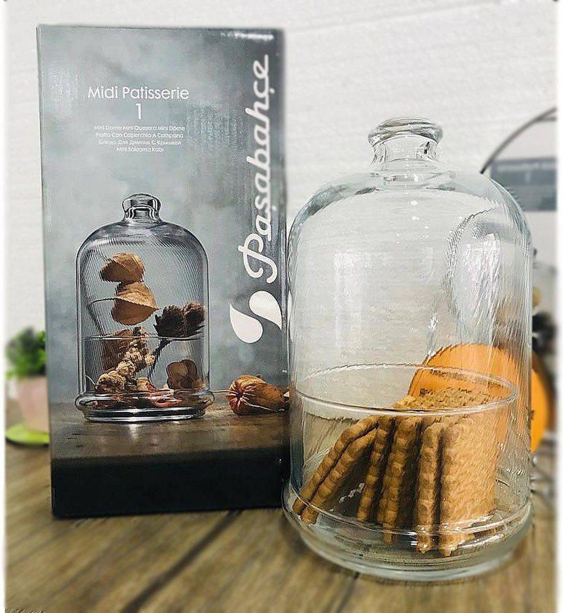 Cloche à Pâtisserie En Verre Pasabahce - Dôme Avec Socle, Dimensions 11,5 X 19 Cm, Multicolore, Lavable Au Lave-vaisselle