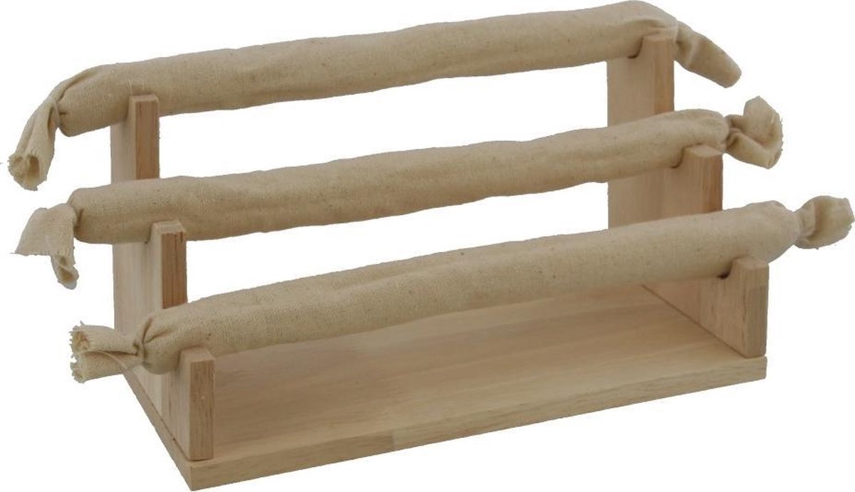 Sieradenhouder - Display voor Ringen - 3 Lagen - Hout en Jute - 20x11x10 cm