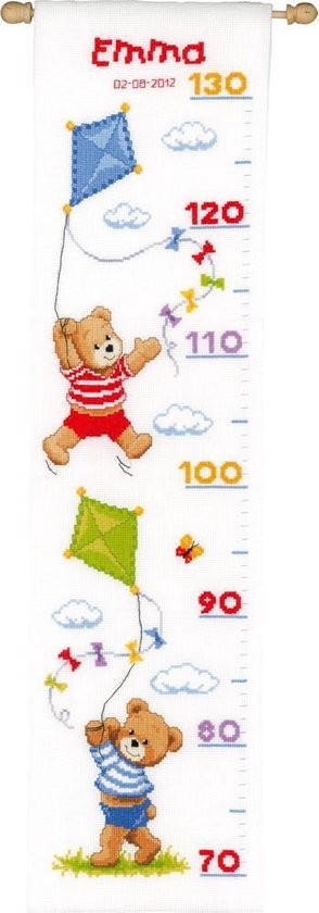 Borduurpakket groeimeter lieve beertjes om te borduren voor een baby Borduurpakket groeimeter lieve beertjes om te borduren voor een baby