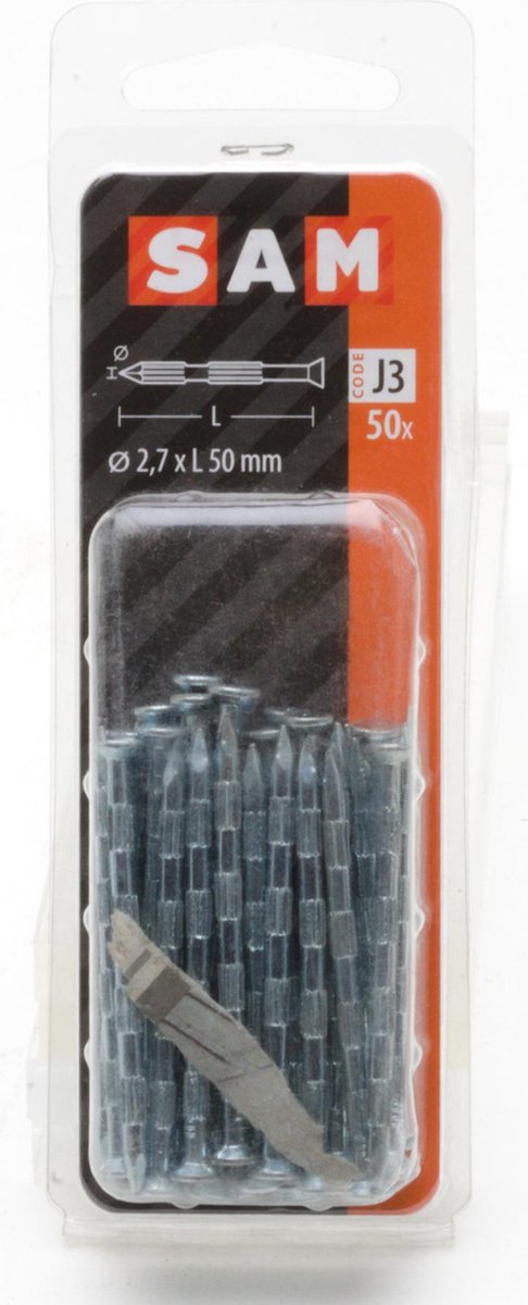 Sam geribbelde uiteinden met platte kop 2,7x L50 mm 50 stuks