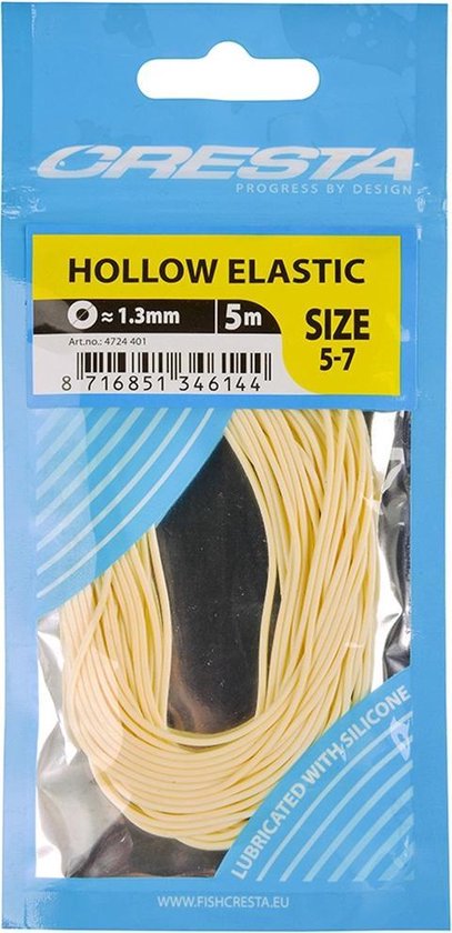 Cresta Hollow Elastic - 1.3mm - 5.00m - White - Wit