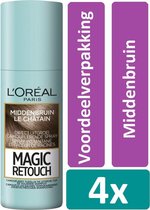 L'Oréal Paris Magic Retouch 75 ml  Middenbruin 4 stuks Voordeelverpakking