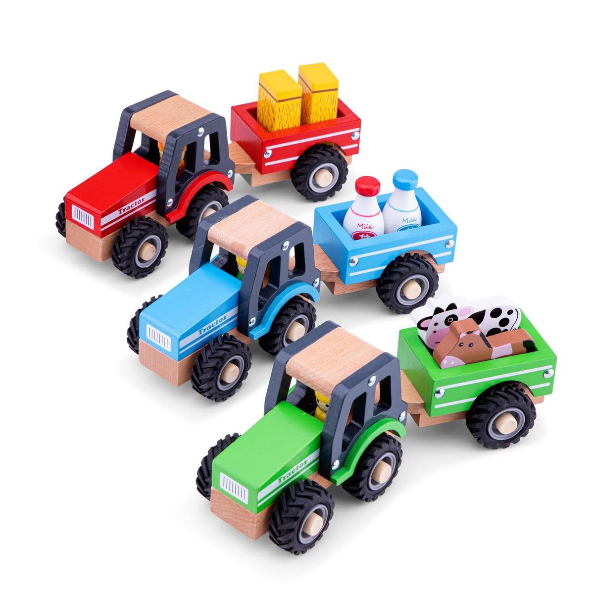 Senator Emuleren voorraad New Classic Toys Houten Tractor met Aanhanger en Dieren - Groen | bol.com