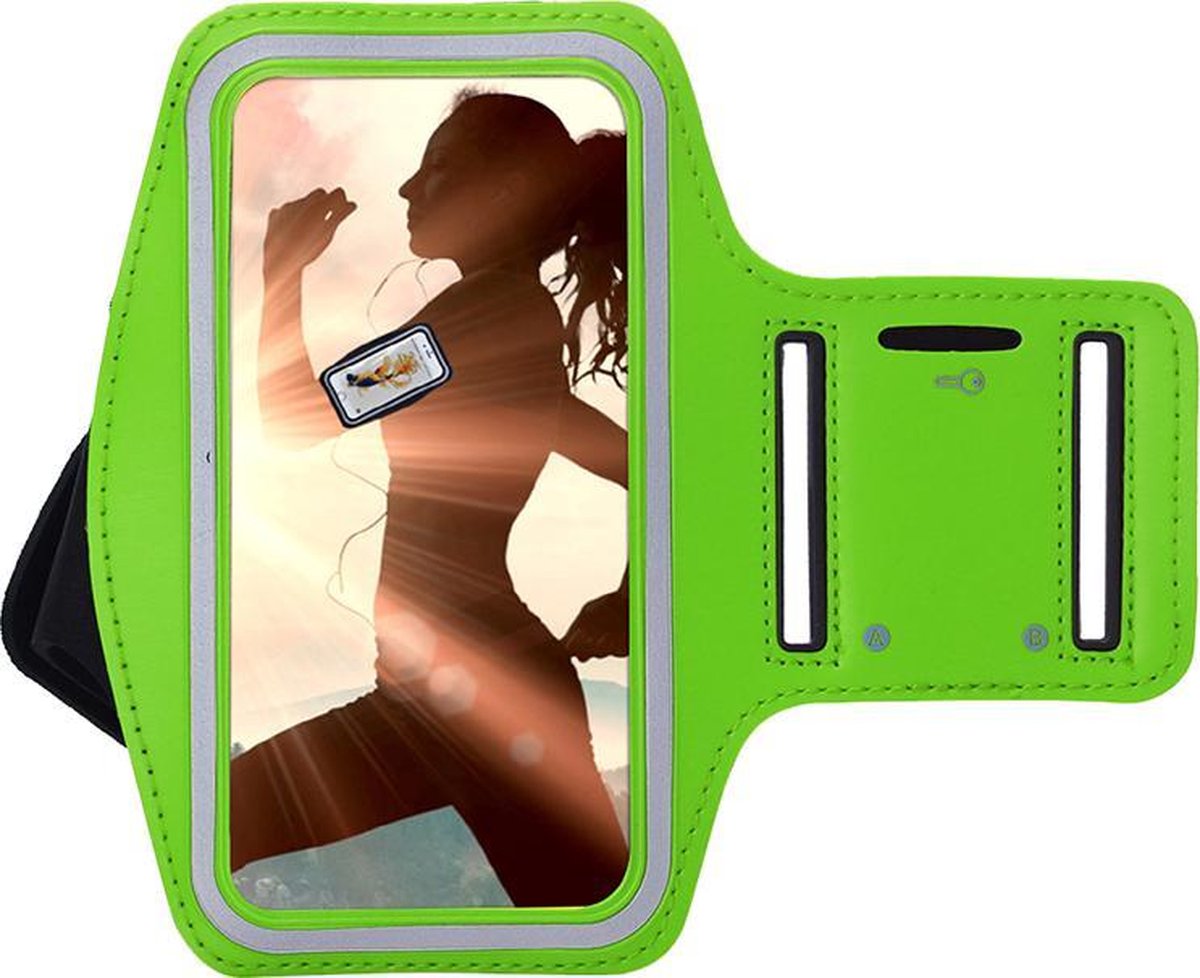 Geschikt voor Samsung Galaxy Note 10 Lite hoes Sportarmband Hardloopband hoesje Groen op Prijzenvolger.com