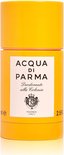Oranje Acqua Di Parma deodorantstick met wit label: "ACQUA DI PARMA", "Deodorante alla Colonia", wapenschild en "PARMA (ITALY)", 75ml en 2.5FL.